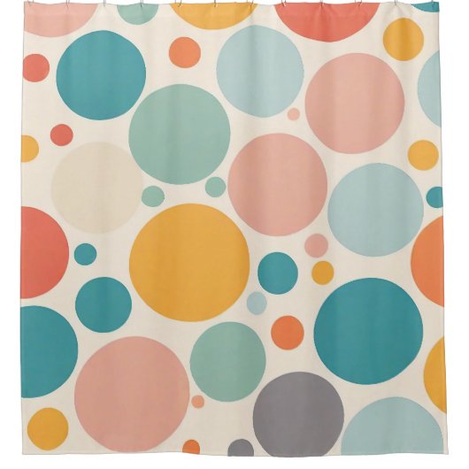 Farbenfrohe Polka Dots Duschvorhang (Vorderseite)
