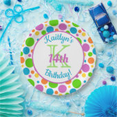 Farbenfrohe Polka Dots | Geburtstagspartei Pappteller (Party)