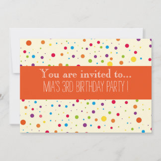 Farbenfrohe Polka dots Geburtstagsparty Einladung