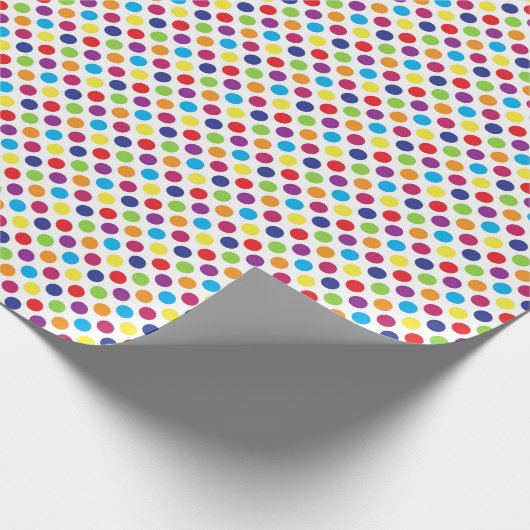 Farbenfrohe Polka Dots Geschenkpapier (Ecke)