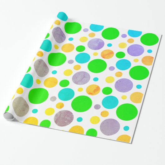 Farbenfrohe Polka Dots Geschenkpapier (Ungerollt)