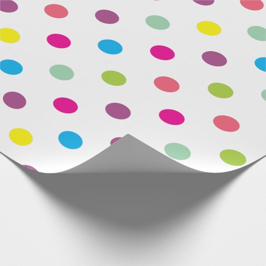 Farbenfrohe Polka Dots Geschenkpapier (Ecke)