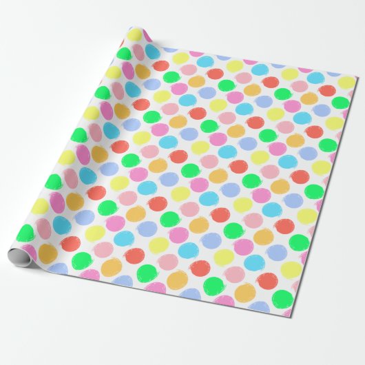 Farbenfrohe Polka Dots Geschenkpapier (Ungerollt)