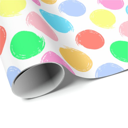 Farbenfrohe Polka Dots Geschenkpapier (Rolleneckpunkt)