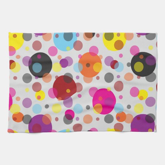 Farbenfrohe Polka Dots Geschirrtuch (Horizontal)