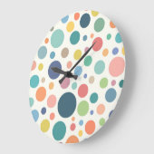 Farbenfrohe Polka Dots Große Wanduhr (Winkel)
