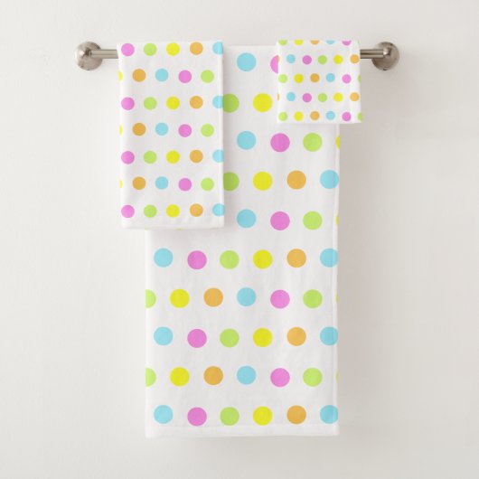 Farbenfrohe Polka Dots in Pastellfarben Badhandtuch Set (Insitu)