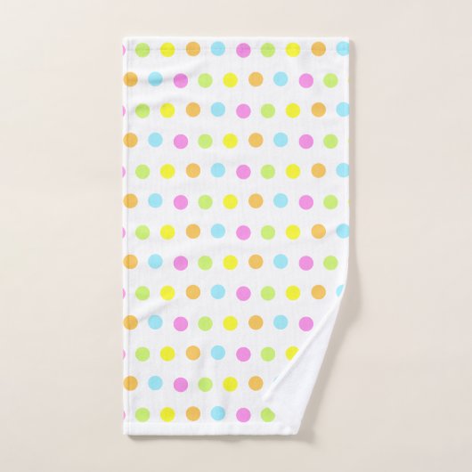 Farbenfrohe Polka Dots in Pastellfarben Badhandtuch Set (Handtuch)