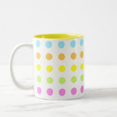 Farbenfrohe Polka Dots in Pastellfarben Zweifarbige Tasse (Links)