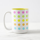 Farbenfrohe Polka Dots in Pastellfarben Zweifarbige Tasse (Links)