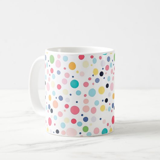 Farbenfrohe Polka Dots Kaffee Tasse (Vorderseite Links)