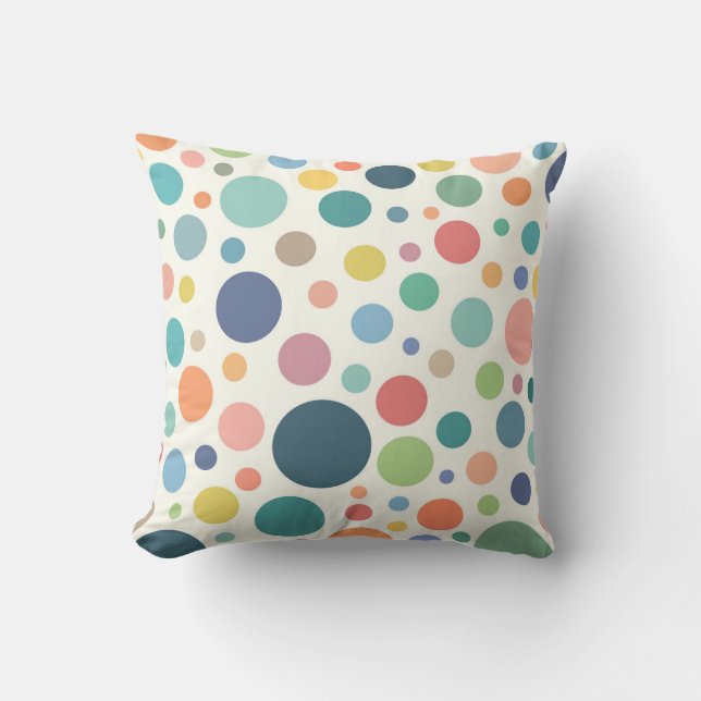 Farbenfrohe Polka Dots Kissen (Vorderseite)
