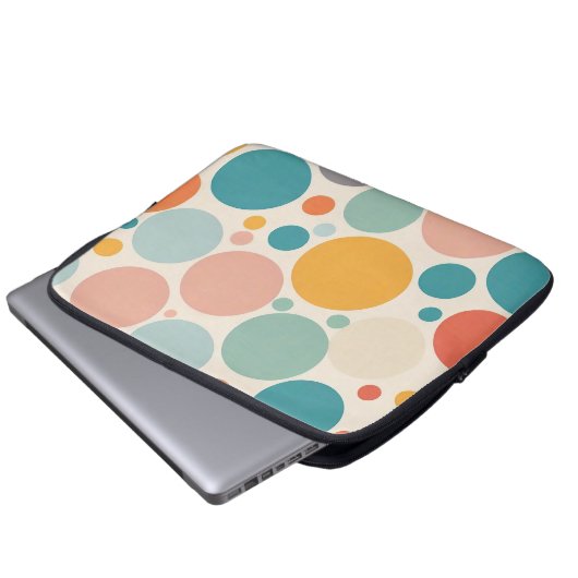 Farbenfrohe Polka Dots Laptopschutzhülle (Vorne Knopf)