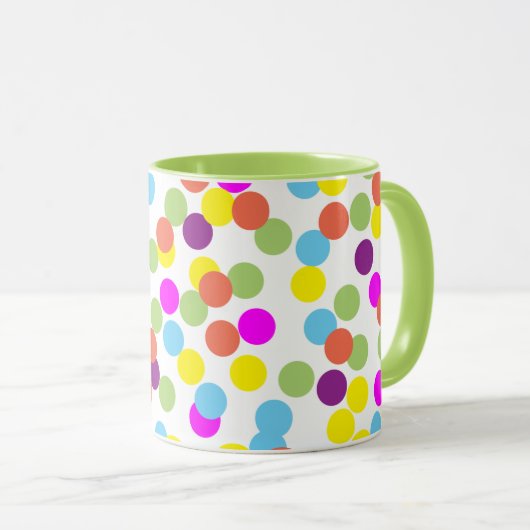 Farbenfrohe Polka Dots Muster Tasse (VorderseiteRechts)