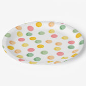 Farbenfrohe Polka Dots Papier Teller (Schrägansicht)