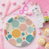 Farbenfrohe Polka Dots Pappteller (Party)