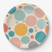 Farbenfrohe Polka Dots Pappteller (Vorderseite)