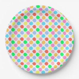 Farbenfrohe Polka Dots Pappteller
