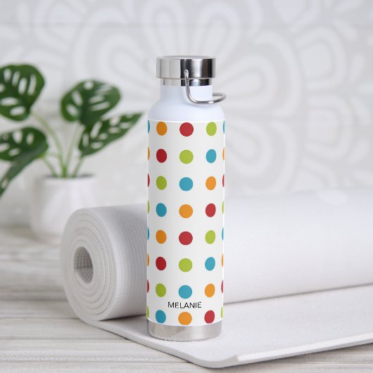 Farbenfrohe Polka Dots Personalisiert Trinkflasche (Yoga)