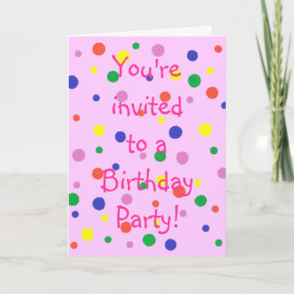 Farbenfrohe Polka Dots Pink Geburtstagsparty für K Einladung