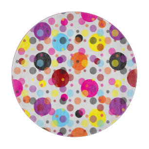 Farbenfrohe Polka Dots Round Schneidebrett