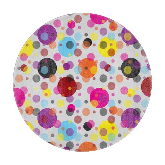 Farbenfrohe Polka Dots Round Schneidebrett (Vorderseite)