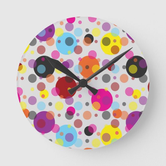 Farbenfrohe Polka Dots Runde Wanduhr (Vorderseite)