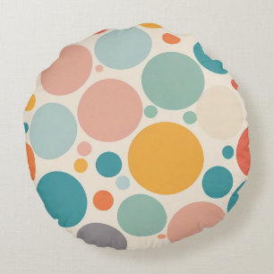 Farbenfrohe Polka Dots Rundes Kissen