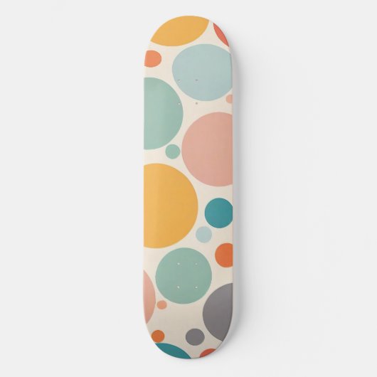 Farbenfrohe Polka Dots Skateboard (Vorderseite)