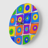 Farbenfrohe Polka Dots & Squares Große Kunstschlos Wanduhr (Winkel)