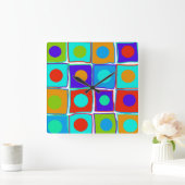 Farbenfrohe Polka Dots & Squares Kunstschloss Runde Wanduhr (Zuhause)