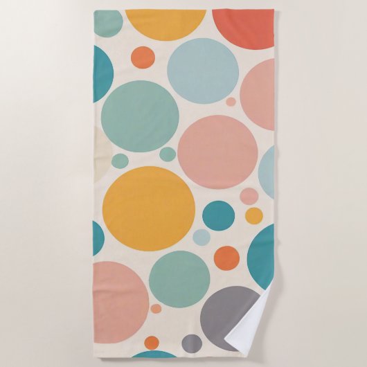 Farbenfrohe Polka Dots Strandtuch (Vorderseite)