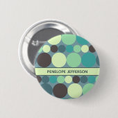 Farbenfrohe Polka Dots Streifen Einfach Personalis Button (Vorne & Hinten)