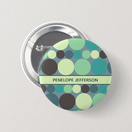 Farbenfrohe Polka Dots Streifen Einfach Personalis Button (Vorne & Hinten)