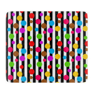 Farbenfrohe Polka Dots Streifen Schneidebrett