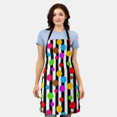 Farbenfrohe Polka Dots Streifen Schürze (Getragen)