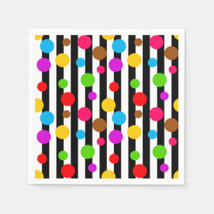 Farbenfrohe Polka Dots Streifen Serviette