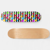 Farbenfrohe Polka Dots Streifen Skateboard (Horizontal)