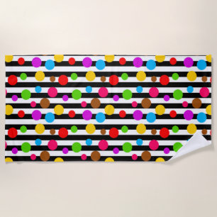 Farbenfrohe Polka Dots Streifen Strandtuch