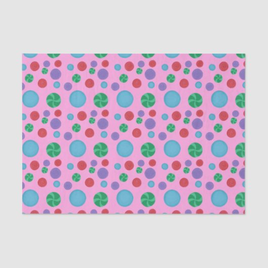 Farbenfrohe Polka Dots Tissue Seidenpapier (Vorderseite)