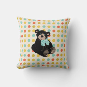 Farbenfrohe Polka Dots und Teddy Bären Akzent Kiss Kissen