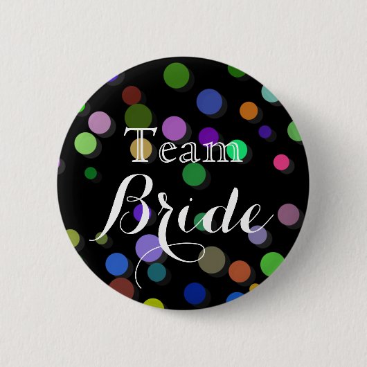 Farbenfrohe Polka Dots Wedding Team Bride Button (Vorderseite)