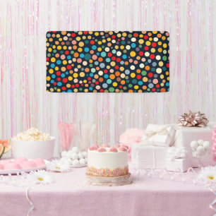 Farbenfrohe Polka Punkte auf dunklem Hintergrund Banner