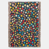 Farbenfrohe Polka Punkte auf dunklem Hintergrund Decke (Vorderseite Vertikal)