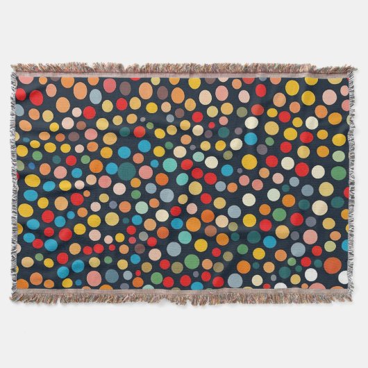 Farbenfrohe Polka Punkte auf dunklem Hintergrund Decke (Vorderseite)