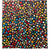 Farbenfrohe Polka Punkte auf dunklem Hintergrund Duschvorhang (Vorderseite)