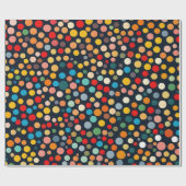 Farbenfrohe Polka Punkte auf dunklem Hintergrund Geschenkpapier (Flach)