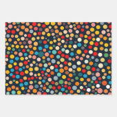Farbenfrohe Polka Punkte auf dunklem Hintergrund Geschenkpapier Set (Vorderseite 2)