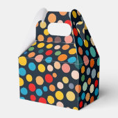 Farbenfrohe Polka Punkte auf dunklem Hintergrund Geschenkschachtel (Rückseite)