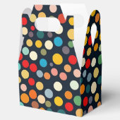 Farbenfrohe Polka Punkte auf dunklem Hintergrund Geschenkschachtel (Geöffnet)